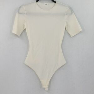 Alix Cream T Shirt Short Sleeve Jersey Bodysuit Size Small